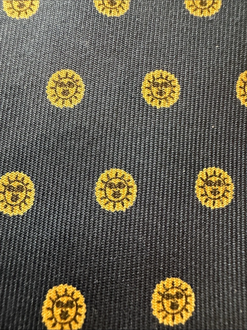 Men's Castello del Sole Boutique Silk Navy Tie with Yellow SunDot Pattern